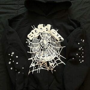 Black Hoodie with Spider Web Design